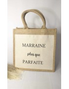Sac en toile de jute " Marraine"