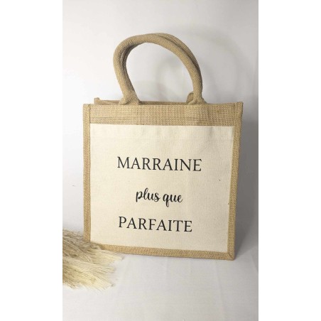 Sac en toile de jute " Marraine"